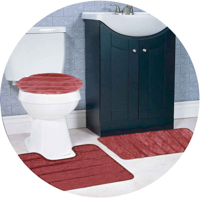 6 of 8:Ensemble de 3 tapis de bain touffetés antidérapants à rayures Atlanta 