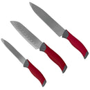 1 of 5:Home Basics Juego de cuchillos de acero inoxidable con mangos antideslizantes y refuerzo protector, rojo 