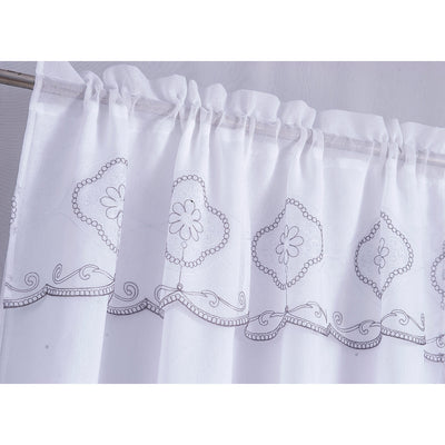 6 of 24:Panel de ventana bordado de damasco Arcadia con cenefa adjunta y respaldo, 54 x 90 pulgadas 