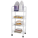 3 of 5:Home Basics 4 Tier Steel Kitchen Trolley, White, 34x14x9 Inches 