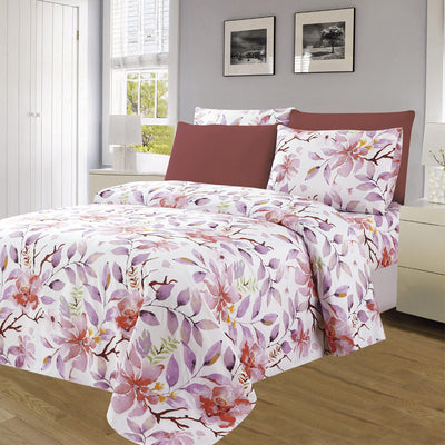 2 of 4:Essentials Bright 4 & 6 Piece Printed Wrinkle-Free Sheet Set, Twilight Bloom 