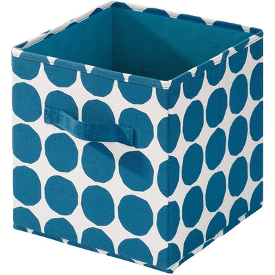 2 of 3:iDesign Dot Fabric Storage Cube Bin with Handles, Blue, 10.5x10.5x11 Inches 