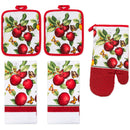 55 of 61:PREMIUS 5 Piece Printed Kitchen Linen Set, 2 Cotton Towels, 2 Pot Holders, 1 Oven Mitt 