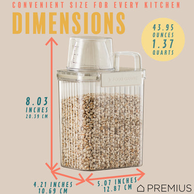 13 of 15:PREMIUS Plastic Food Storage Container with Measuring Cup, Clear-Natural 