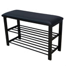 1 of 4:Home Basics Cushioned Storage Bench with 2 Tier Steel Shoe Rack, Black 