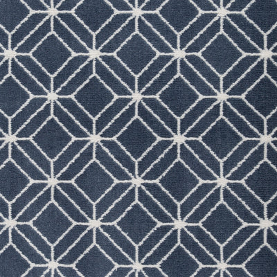 3 of 13:Capri 3-Piece Zara Trellis Design Rug Set, White-Blue, 5x7 Feet 