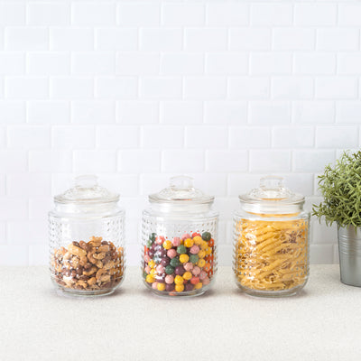 4 of 5:Home Basics Dott 40.5 oz. Glass Canister, (Set of 3), Clear 