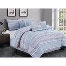 1 of 2:Premius Emily 7 Piece Oversized Comforter Set, Light Blue 