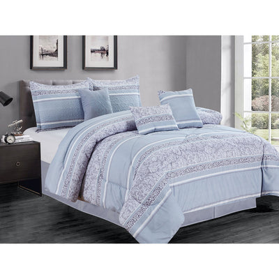 1 of 2:Premius Emily 7 Piece Oversized Comforter Set, Light Blue 