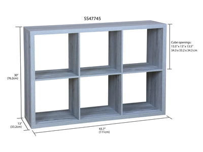 3 of 3:Home Basics Estante organizador de madera con 6 cubos abiertos, color gris 