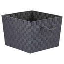 1 of 1:Home Basics - Cesta de almacenamiento con correa tejida de poliéster, gris, extragrande, 15 x 13 x 10 pulgadas 
