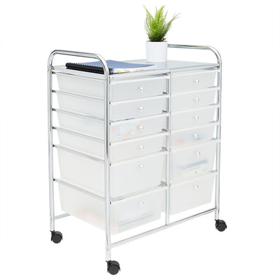 2 of 4:Carrito de almacenamiento Home Basics con 12 cajones, color blanco 