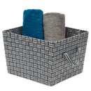 2 of 5:Home Basics - Papelera de almacenamiento extragrande con correa tejida a rayas, color gris 