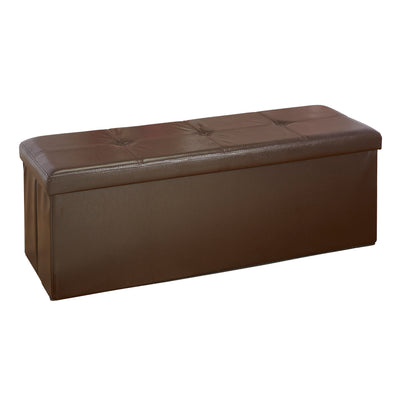 1 of 2:Simplify Faux Leather Triple Folding Storage Ottoman in Chocolate 