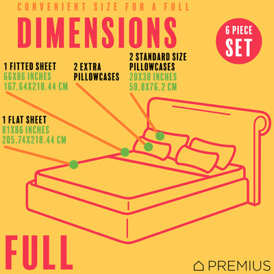 20 of 28:PREMIUS Eliana Soft Wrinkle-Free Microfiber Sheet Set, Blue-Yellow 