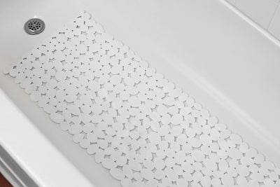 1 of 3:Home Basics Anti-Slip Quick Drain Pebble Plastic Bath Mat with Back Suction Cups, White 