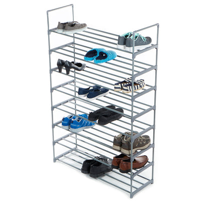 2 of 4:Étagère à chaussures polyvalente à 8 niveaux Home Basics, gris 