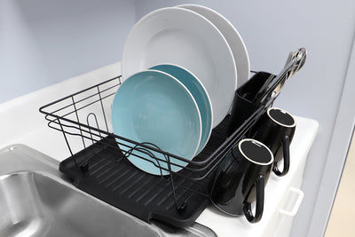 5 of 6:Home Basics Contempo 3 Piece Dish Rack, Black 