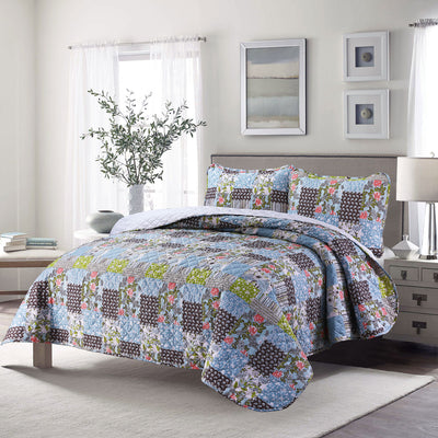 4 of 4:Premius Harper Reversible Cotton Quilt Set 