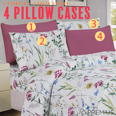 4 of 12:PREMIUS Premium Flora 4 & 6 Piece Microfiber Printed Wrinkle-Free Sheet Set 