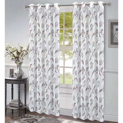 3 of 5:Lyra Floral Printed Dolly Sheer Grommet Window Panel, 54x84 Inches 