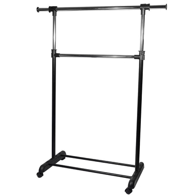 3 of 7:Portant à vêtements extensible à 2 niveaux Home Basics, noir 