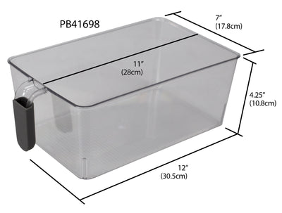 6 of 6:Grand bac de rangement coulissant en plastique Home Basics avec poignée souple, transparent 