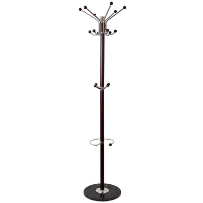 2 of 5:Home Basics Coat Rack with Heavy Duty Marble Base, Mahogany 