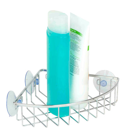 1 of 10:Home Basics Carrito esquinero con ventosa de acero cromado 
