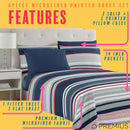 9 of 28:PREMIUS Mateo Soft Wrinkle-Free Microfiber Sheet Set, Blue-Multi-Striped 