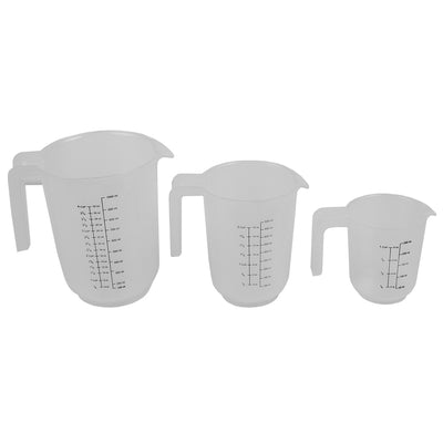 1 of 4:Home Basics Precise Pour 3 Piece Plastic Measuring Cup Set with Short Easy Grip Handles, Clear 