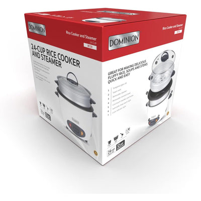 3 of 3:Dominion 24 Cup Cooked (12 Uncooked) Rice Cooker wtih Removable Nonstick Pot & Food Steamer, White 