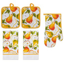 53 of 61:PREMIUS 5 Piece Printed Kitchen Linen Set, 2 Cotton Towels, 2 Pot Holders, 1 Oven Mitt 