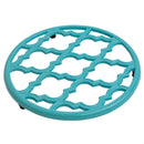 3 of 15:Home Basics Moroccan Lattice Collection Cast Iron Trivet, Turquoise, 8x8x.5 Inches 