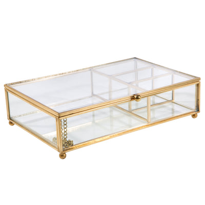 1 of 4:Home Details Vintage 4 Compartment Glass Keepsake Box, Gold, 7.9x 