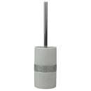 3 of 5:Home Basics Sequin Accented Ceramic Luxury Hideaway Toilet Brush Holder with Steel Handle, White 