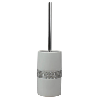 3 of 5:Home Basics Sequin Accented Ceramic Luxury Hideaway Toilet Brush Holder with Steel Handle, White 