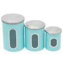 1 of 4:Home Basics 3 Piece Stainless Steel Top Canisters with Windows, Turquoise 