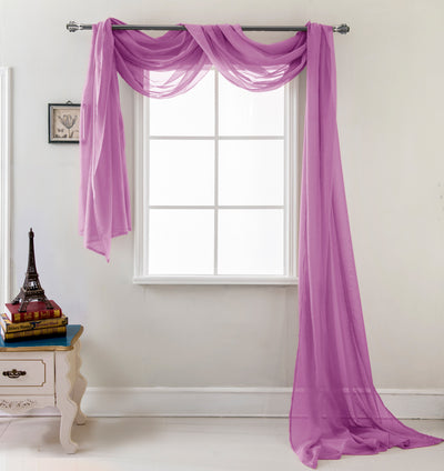 10 of 18:Celine Elegant Sheer Voile Window Scarf, 55x216 Inches 