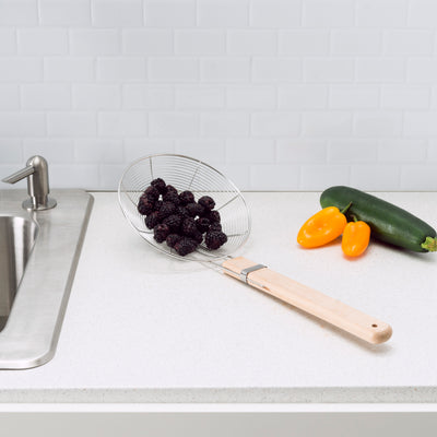 5 of 6:Home Basics Stainless Steel Strainer with Wooden Handle 