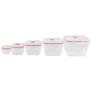 1 of 5:Home Basics Lot de 10 boîtes de conservation carrées verrouillables en plastique avec couvercles à clipser ventilés, rouge 