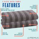 17 of 41:Serviette de bain PREMIUS à rayures, 100 % coton teint en fil, 27 x 54 pouces 