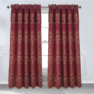 6 of 8:Panneau de fenêtre brodé floral Toulin avec cantonnière et support, 54 x 84 pouces 