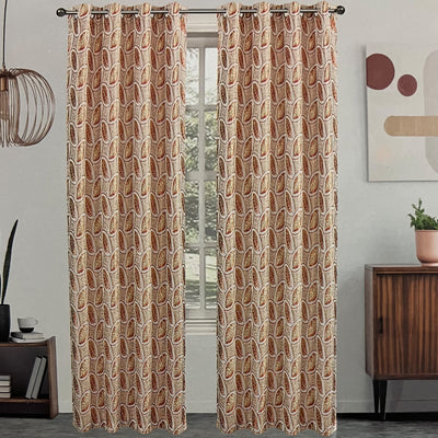2 of 5:Dinah Leaf Metallic Jacquard Embroidery Window Panel, 55x84 Inches 
