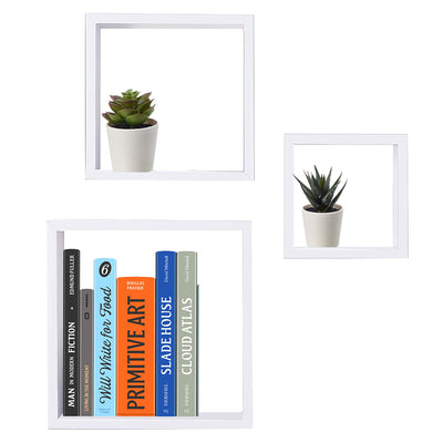 1 of 4:Home Basics 3 Piece MDF Floating Wall Cubes, White 