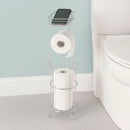 4 of 6:Home Basics Free Standing Dispensing Toilet Paper Holder with Built-in Accessory Tray, Silver 