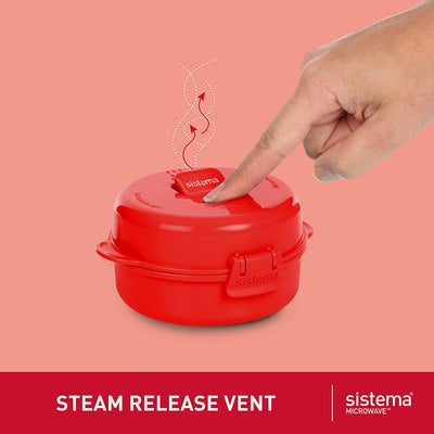 3 of 10:Sistema Microwave Egg Cooker and Poacher with Steam Release Vent, 9.16-Ounce, Red 