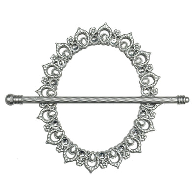 1 of 2:Oval Jewel Decorative One Pair Window Curtain Tieback, Silver 