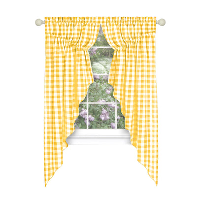 2 of 21:Buffalo Check Gathered Swag Window Curtain Pair, 72x63 Inches 