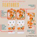 18 of 61:PREMIUS 5 Piece Printed Kitchen Linen Set, 2 Cotton Towels, 2 Pot Holders, 1 Oven Mitt 